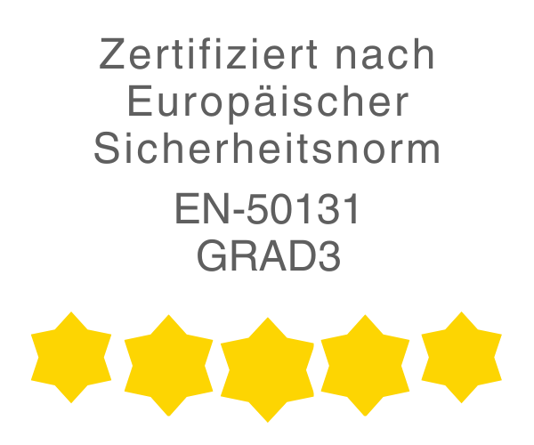 Zertifiziert nach Europäischer Sicherheitsnorm